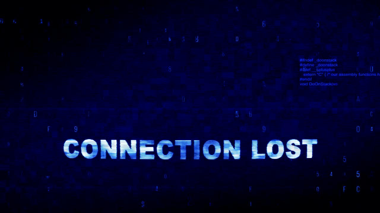 Connection Lost Text Digital Noise Twitch Glitch Distortion Effect Error Loop Animation.