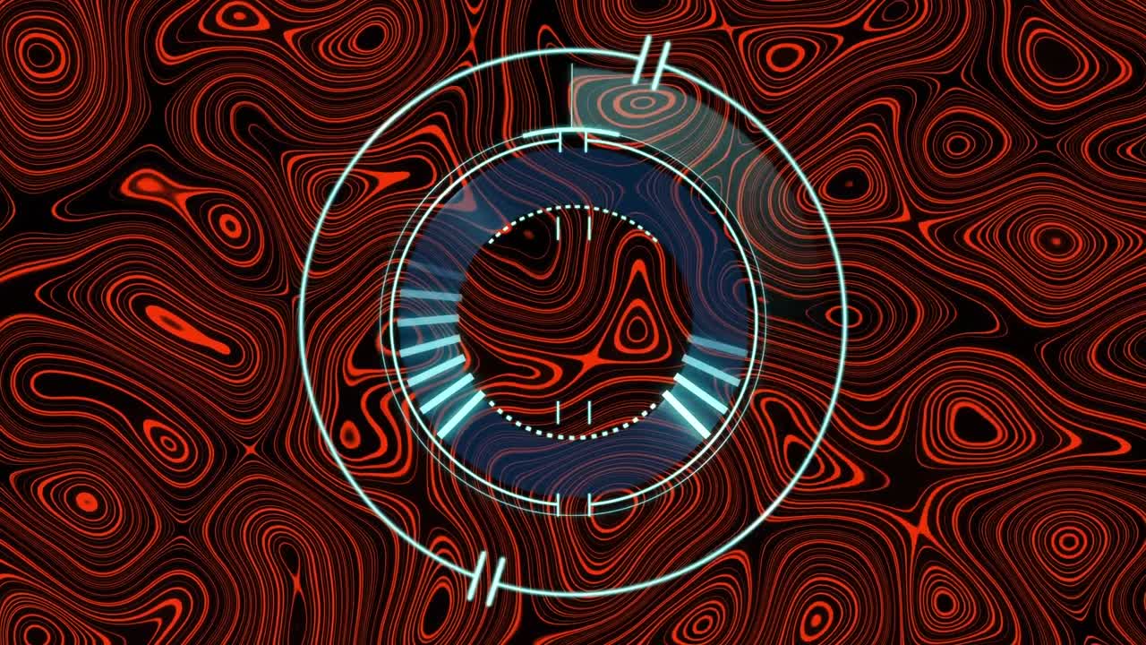 animación del escaneo del alcance y el procesamiento de datos sobre el patrón rojo.