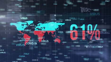 world map against data processing