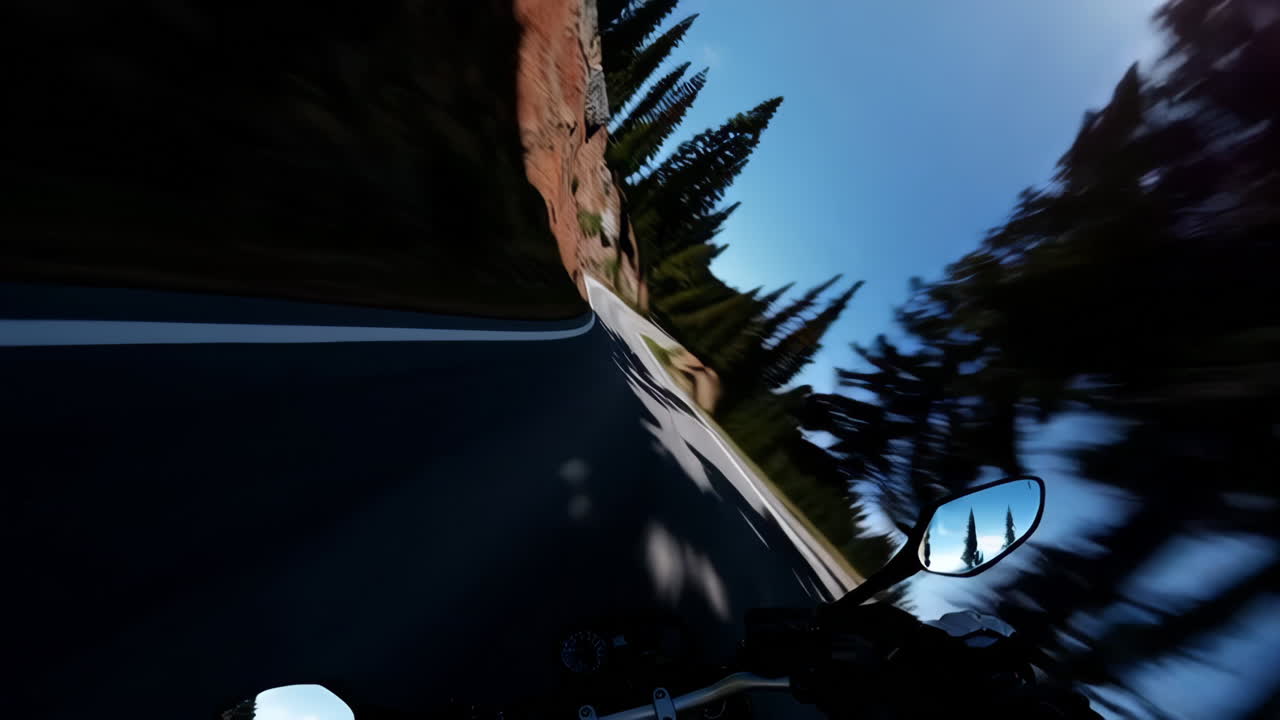Motorcycle Ride Through Mountainous Forest