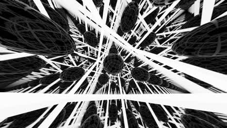 abstract black and white geometric pattern with 3d shapes