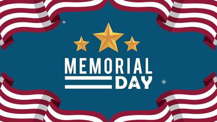 memorial day lettering with flag frame animation