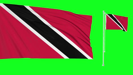 green screen trinidad and tobago two flags waving trinidadian tobagonian flagpole animation 3d chroma key