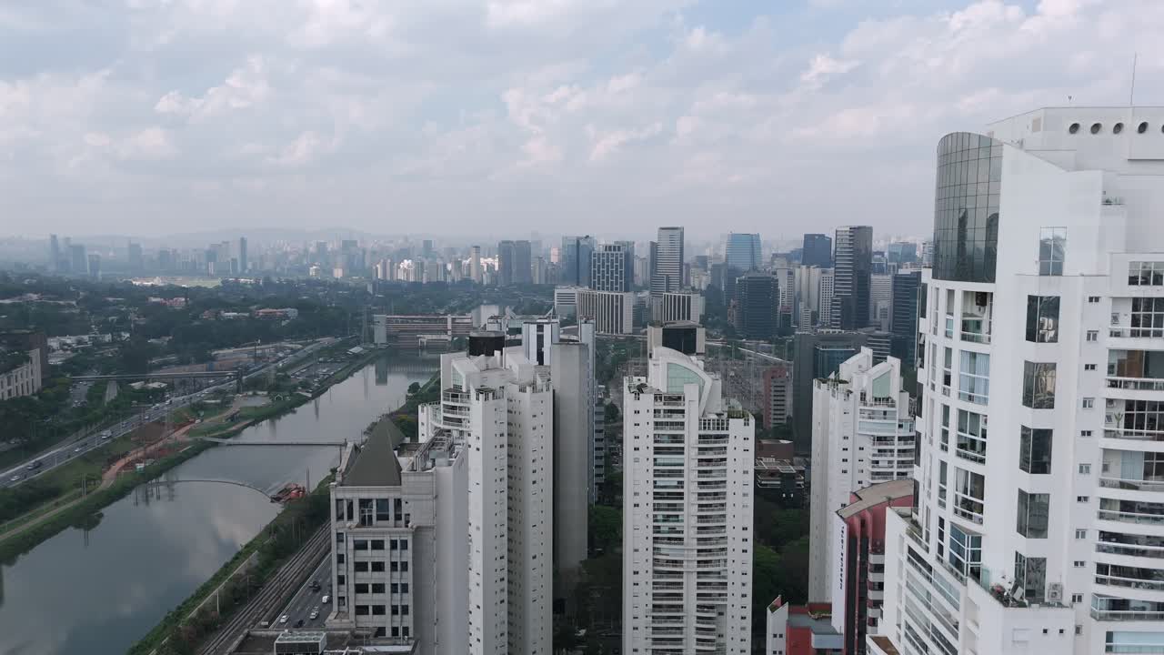 Aerial View Of Skyline Of The City Of São Paulo, Brazil, Viewed From The Banks Of The Pinheiros River