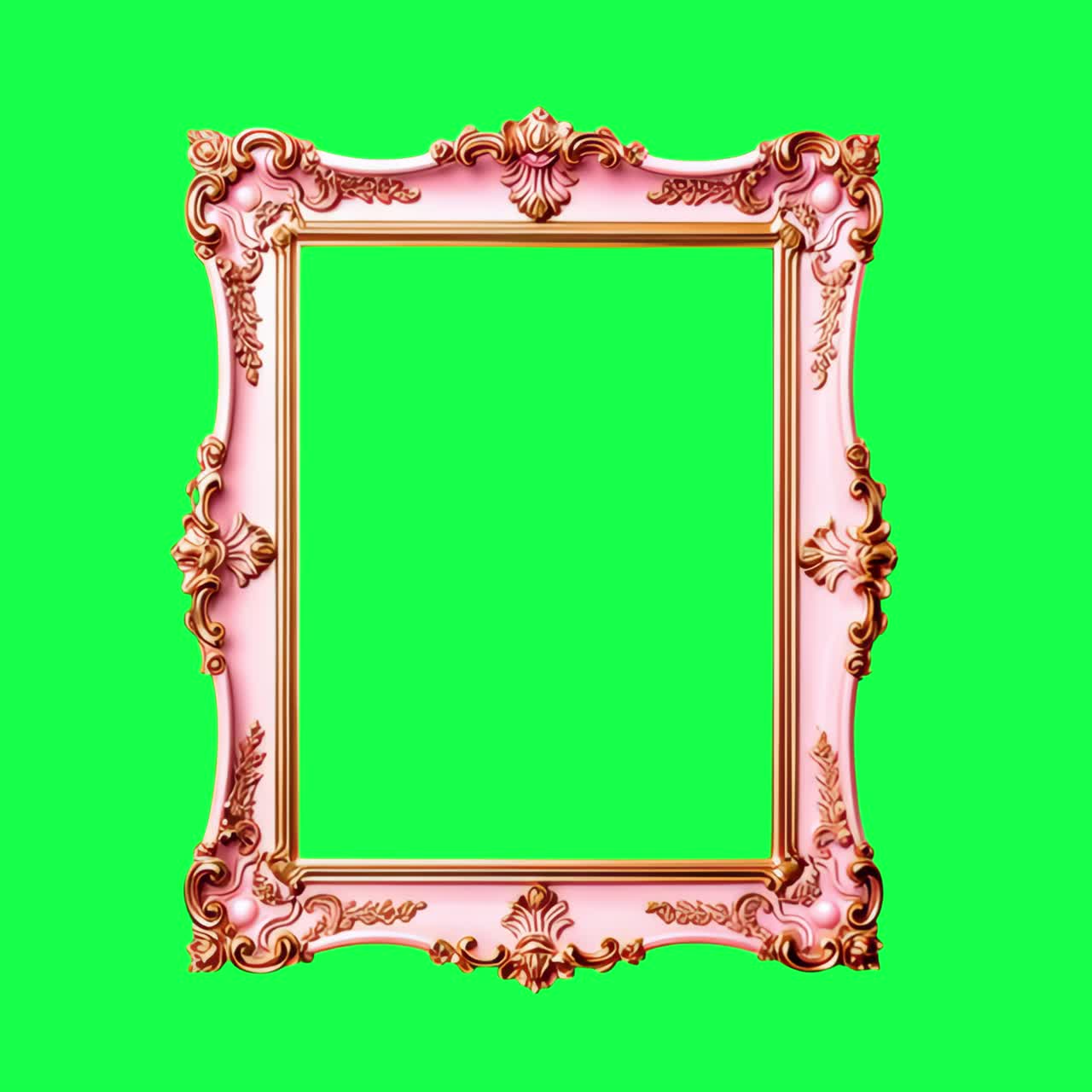 Ornate vintage frame design animation, transparent 4K video, green screen