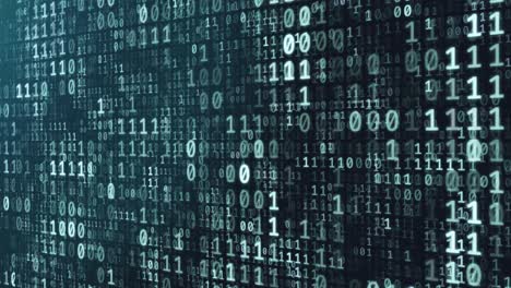 Abstract futuristic cyberspace with binary code, matrix animated background with digits. Programming code, mining cryptocurrency and bitcoin concept looped animation. Web development, virtual space