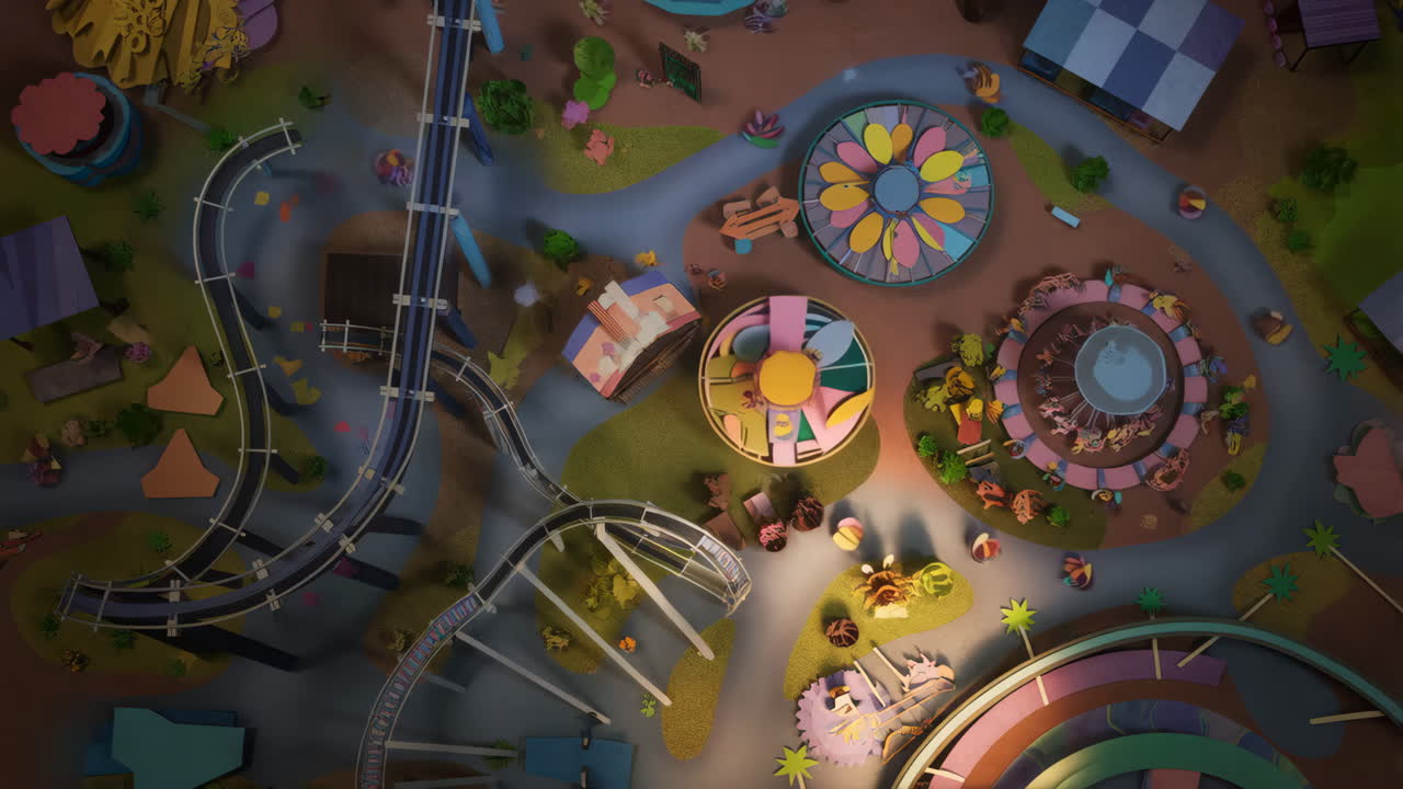 Aerial View of Miniature Theme Park Model