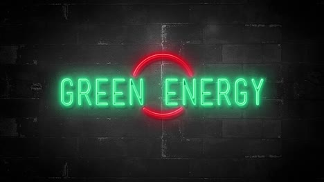 green energy message on flickering neon sign in 4k resolution