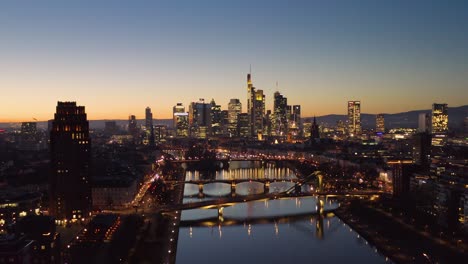 frankfurt skyline - business and finance city - drone shot