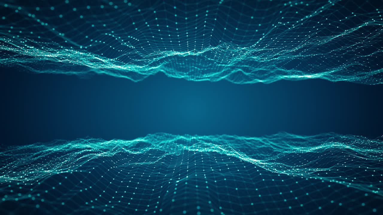 Technology connection digital big data concept. Abstract of digital data flow on blue background. Transferring of big data and storage of data sets, block chain, hi-speed internet. Seamless loop.