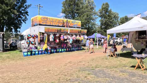 people enjoying games at an outdoor fair