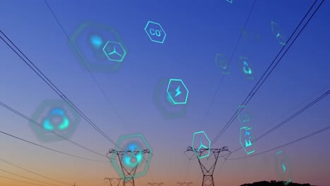 Animation-of-digital-icons-over-power-lines