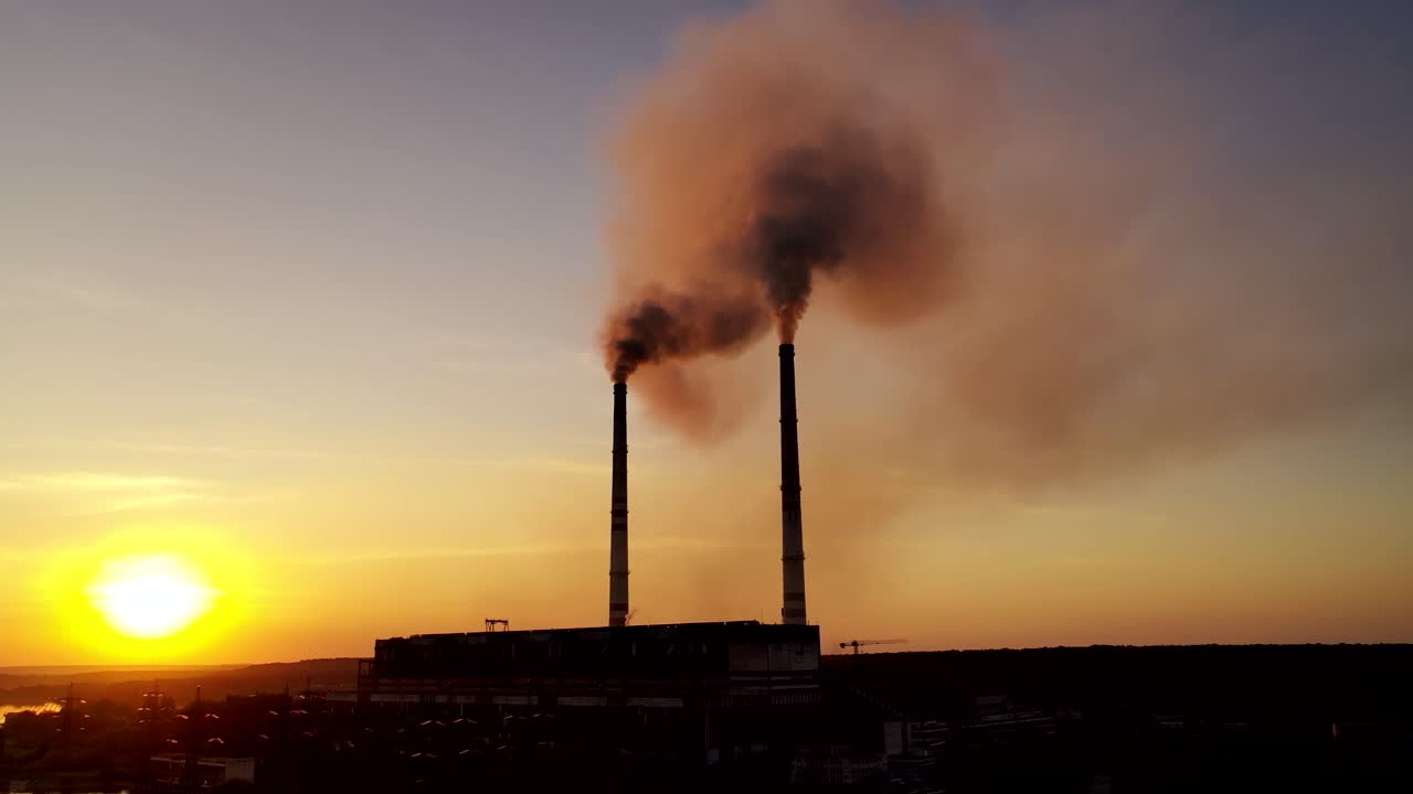 Industry Landscape Increasing Air Pollution. Smoked polluted atmosphere from emissions of plants and factories
