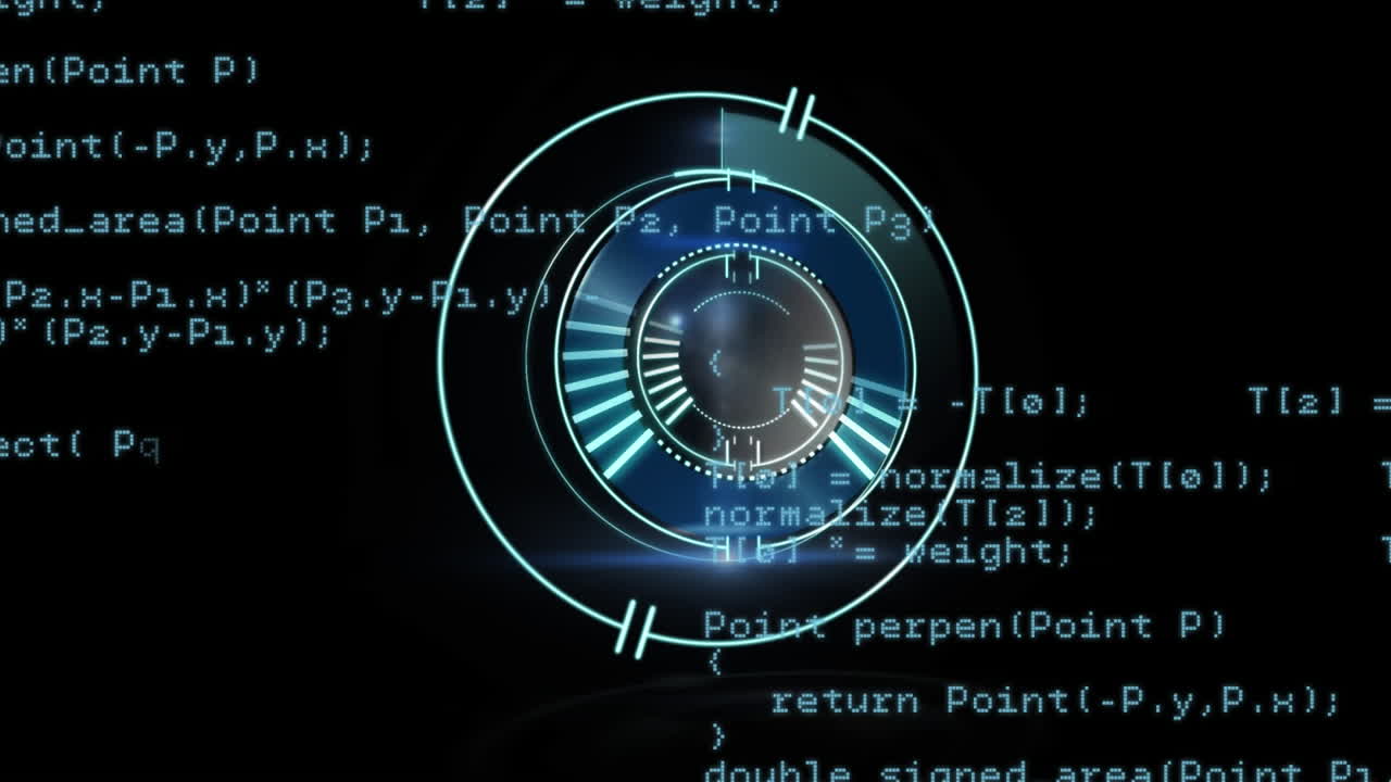 Animation of scope scanning lock over data processing on black background