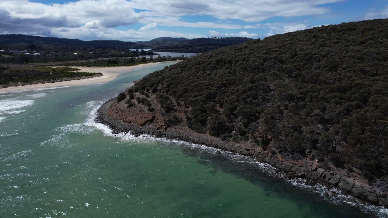 Carlton Beach Cove And Surroundings In Tasmania, Australia - Aerial Drone Shot