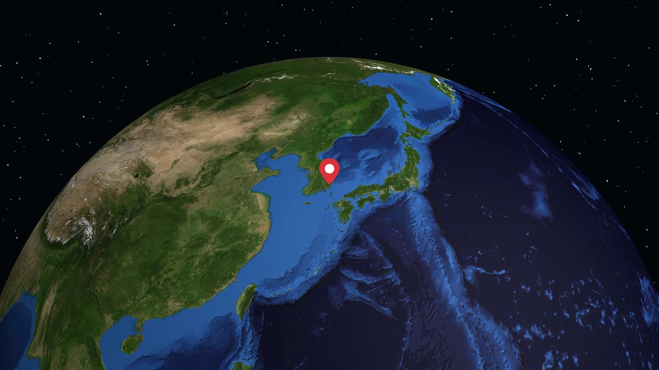 3D Earth Rotation and Zoom to Ulsan, South Korea with Location Data