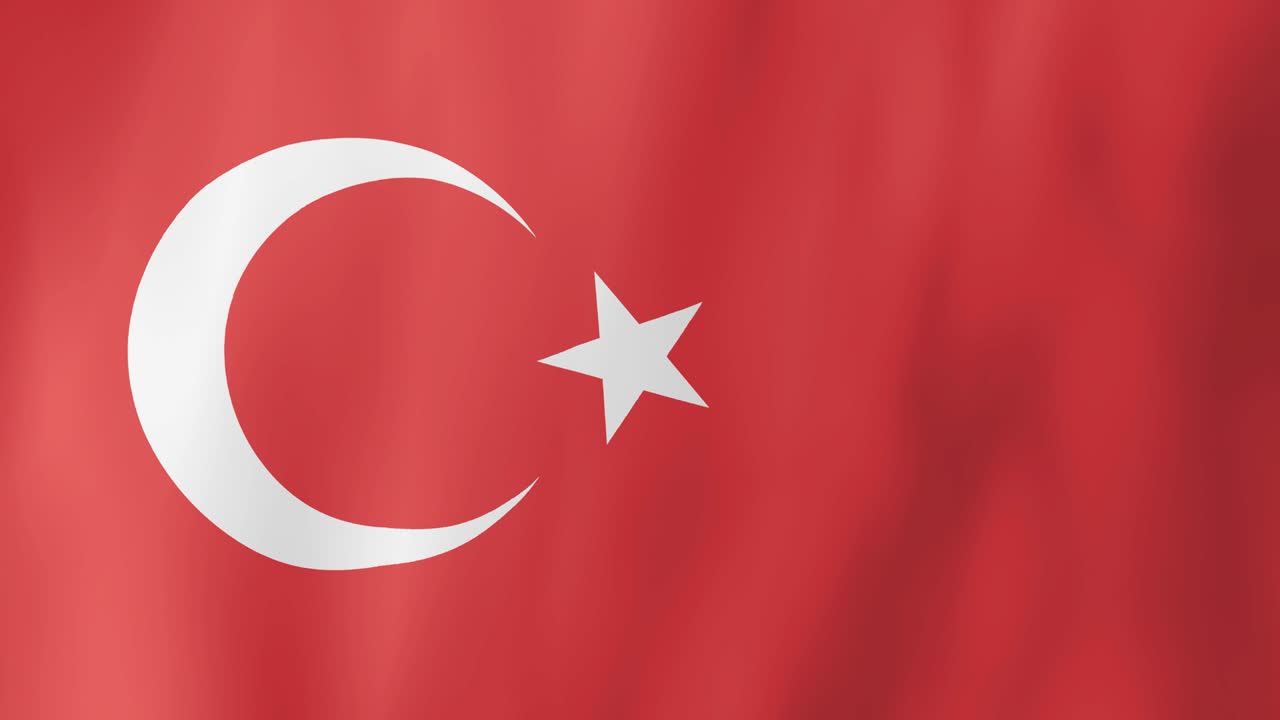 Realistic Turkey flag waving in the wind. 4K Animation.