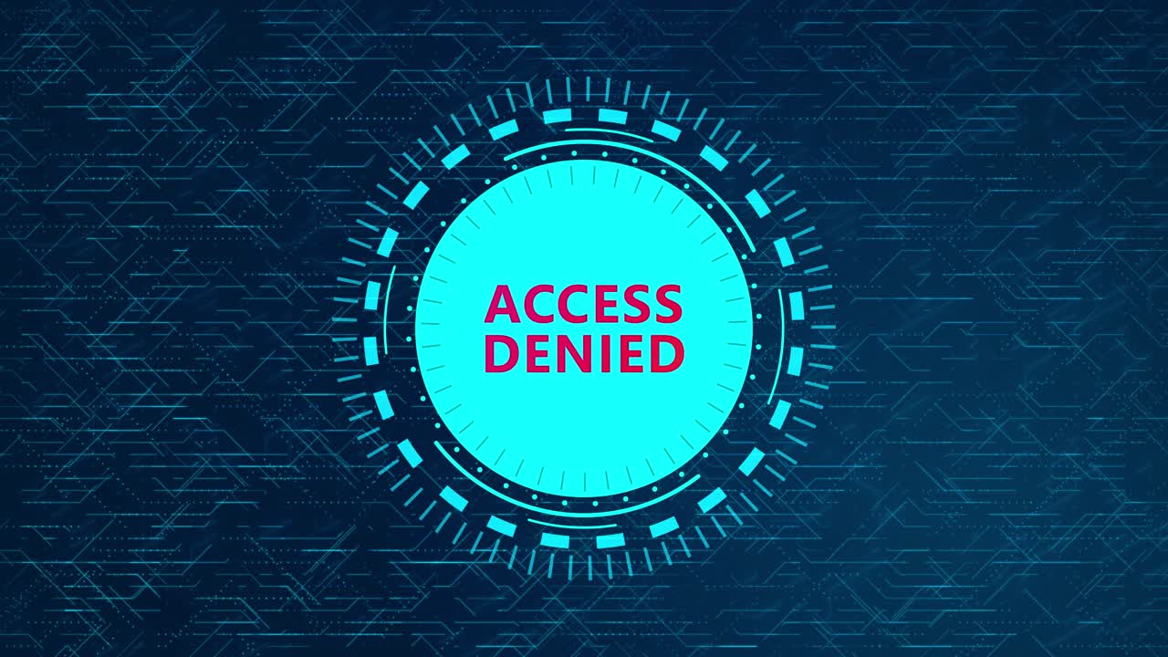 Futuristic Access Denied Concept with Rotating HUD Elements and Circuitry Design