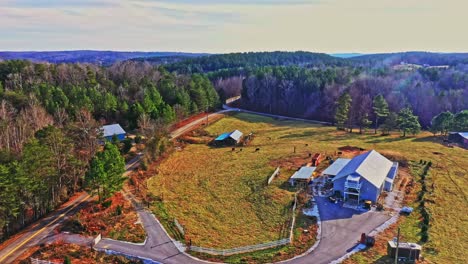 drone fly-over of a farm in north carolina.