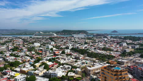 aerial view around the cityscape of mazatlan, sunny day in sinaloa, mexico