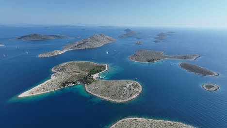kornati islands by the mediterranean sea in croatia. - aerial shot