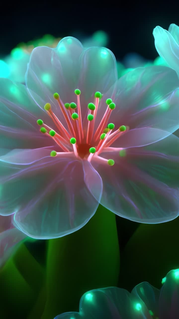 A Vibrant Close-Up of a Stunning Pink Flower with Luminous Petals and Striking Green Stamen, Symbolizing Nature's Beauty and Intricate Design in a Soft Glow