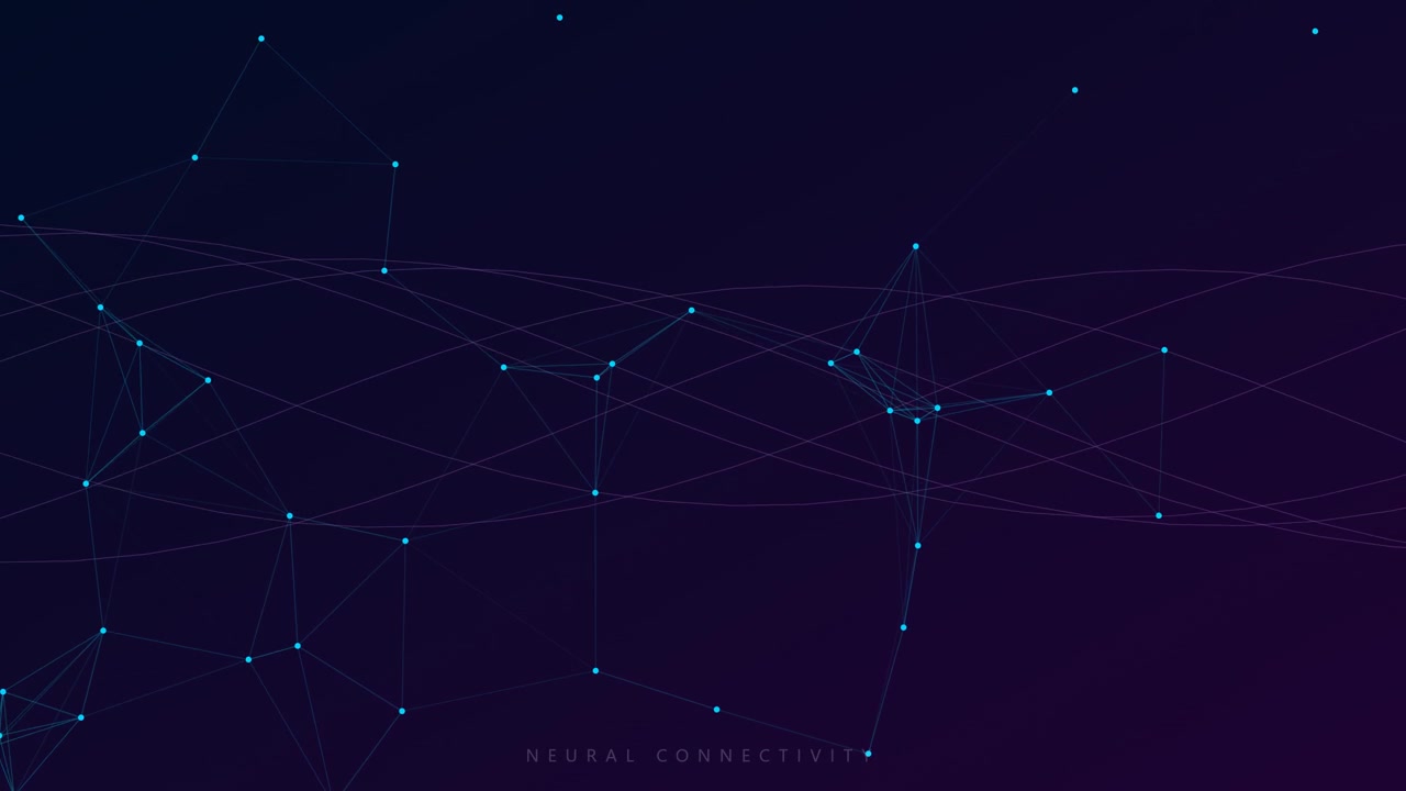 Abstract Neural Network Connectivity Animation with Glowing Nodes and Lines