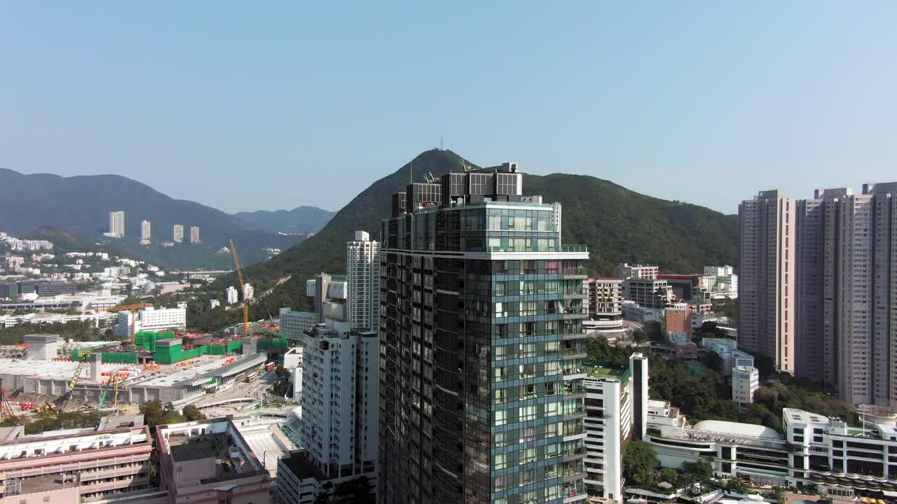 Aerial view of downtown Hong Kong mega Residential buildings in Kowloon bay.