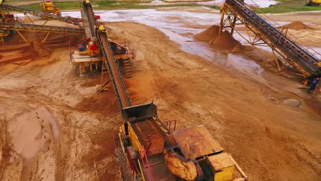 automated conveyor belt working at sand quarry. mining machinery working