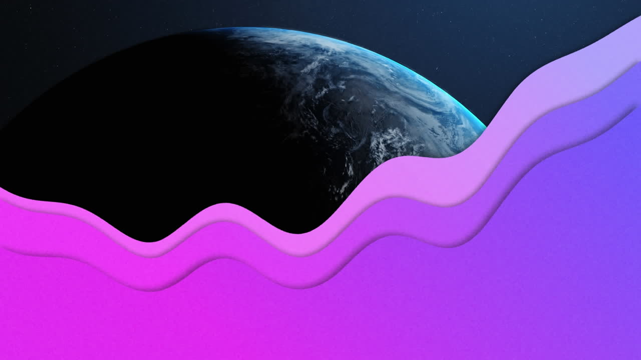 Animation of purple waves moving over planet earth