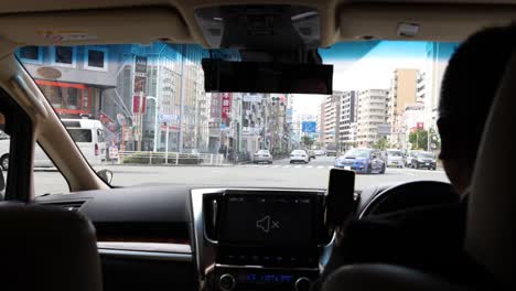 passenger's view during a car ride in the city