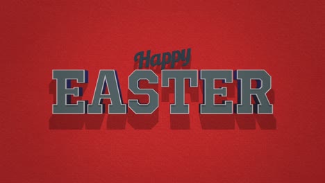 retro happy easter text on red vintage texture in 80s style