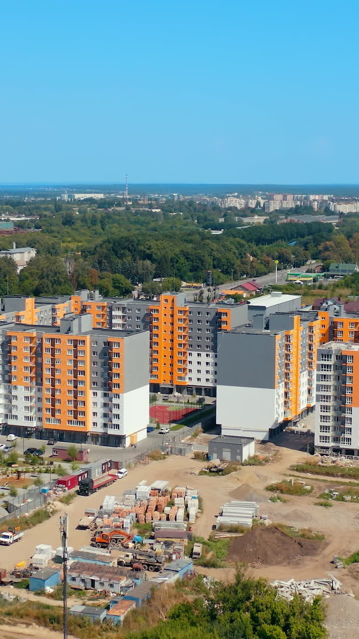 New building houses district. Modern exterior home architecture