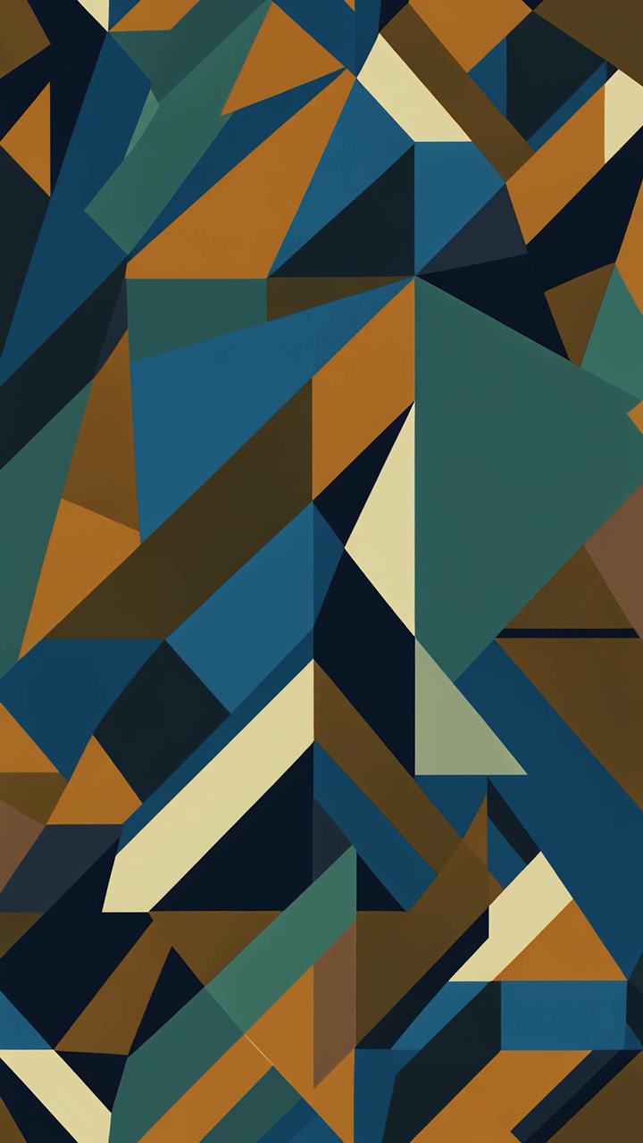 Motivo geometrico astratto con forme blu, verdi e marroni