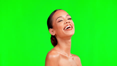 Green-screen,-beauty-and-woman-in-studio