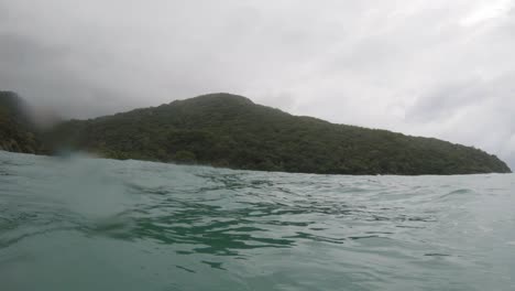 POV-shot-of-Con-Dao-island-in-Vietnam,-captured-using-a-GoPro-from-a-water-surface