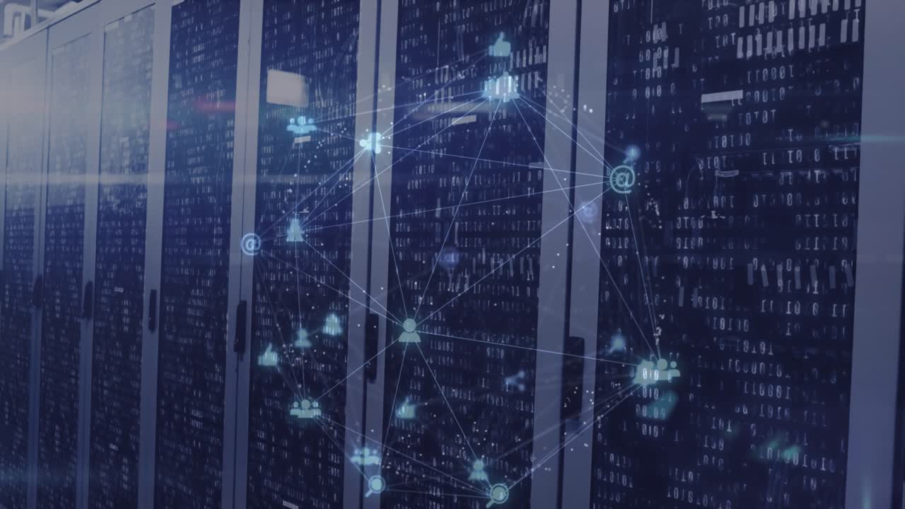 Animation of connections and icons over servers