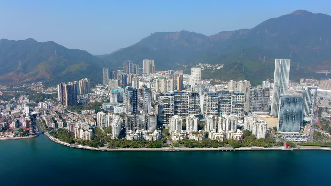 vista aérea sobre la costa de shenzhen en un hermoso día claro