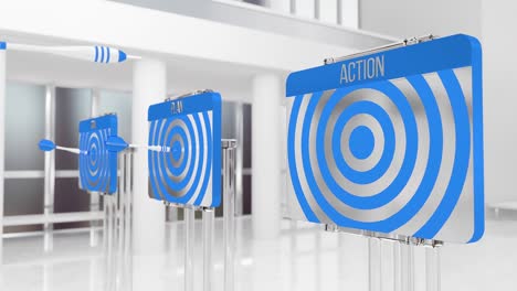 goal plan, action. the checkmark in the form of dart boards. conceptual cooperate motivational and project planning animation