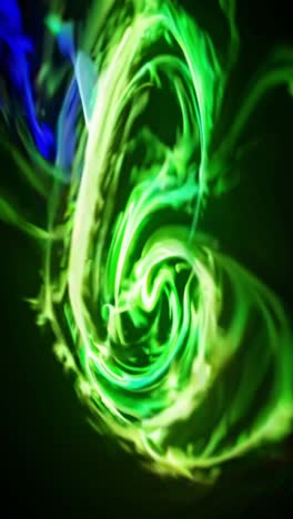 smooth, flowing lines of light in shades of blue and green intertwine and create a dynamic, abstract composition against a dark background, evoking a sense of energy and movement