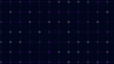 Digitales-Raster-Mit-Neongeometrischen-Ringen-In-Reihen