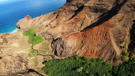 coastal cliffs and valley from above