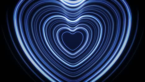 blue neon glowing laser hearts abstract motion background