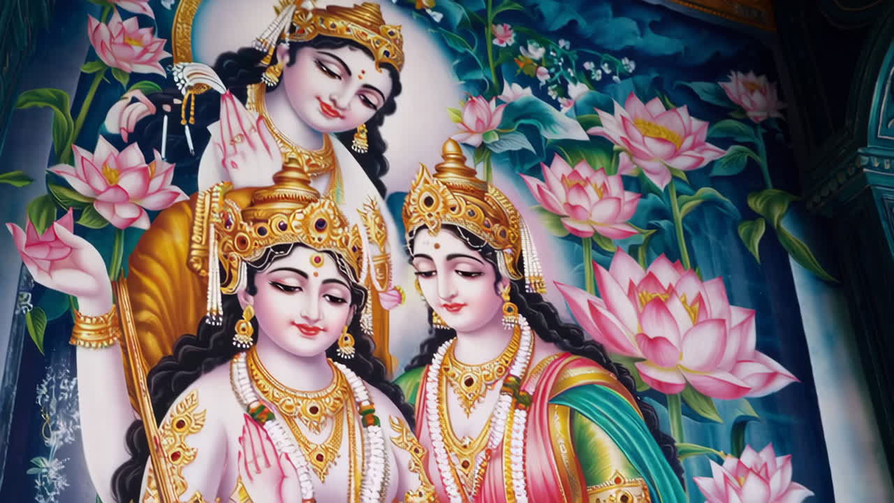 Hindu Deities Painting in a Temple