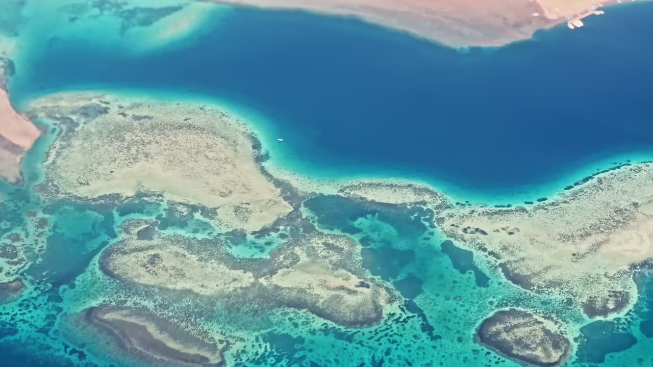 Clear aerial view of Sharm El Sheikh's turquoise coastal waters
