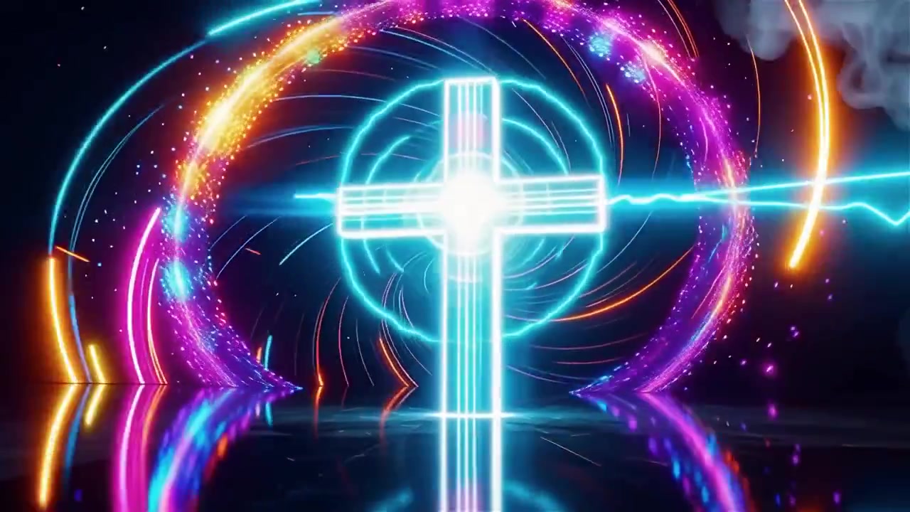 Croce Cristiana Luce Celestiale Sfondo per il Culto.