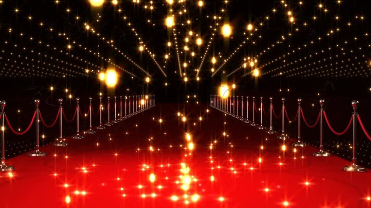 Animazione di stelle che cadono su tappeto rosso