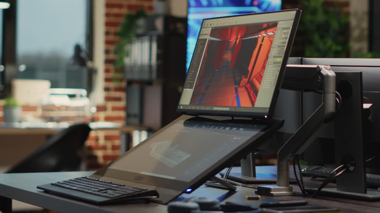 Empty electronics with multiple screens to develop artistic modern content