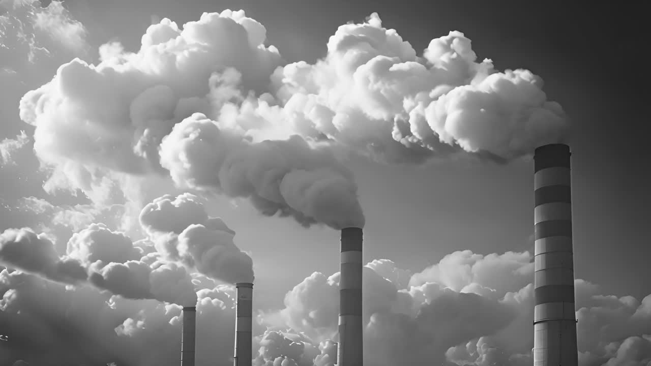 Industrial Smokestacks Emitting Pollution