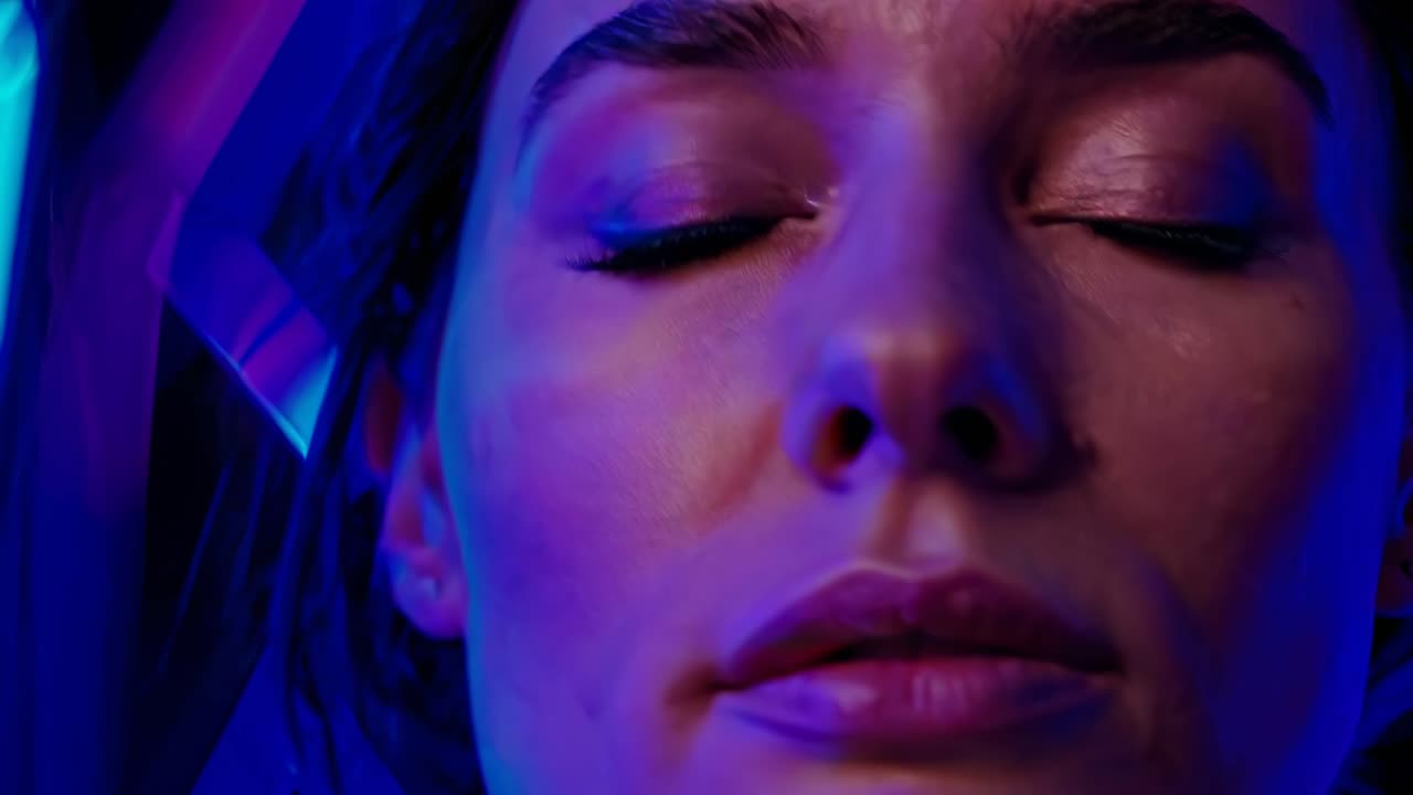 retrato de mujer con luz de neón